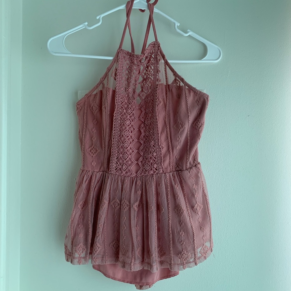 Pink backless crop top